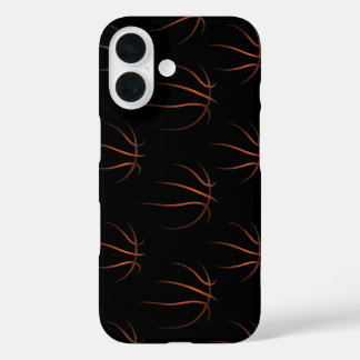 Minimalistisch basketbal lijnkunstpatroon – Zwart  iPhone 16 Hoesje