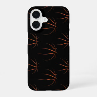 Minimalistisch basketbal lijnkunstpatroon – Zwart iPhone 16 Hoesje