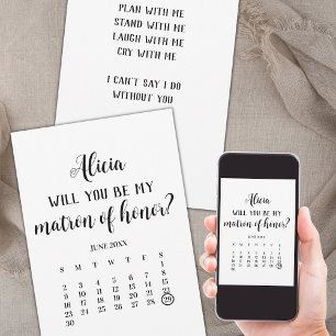 Minimalistisch Be My Matron of Honor Kalender voor Kaart
