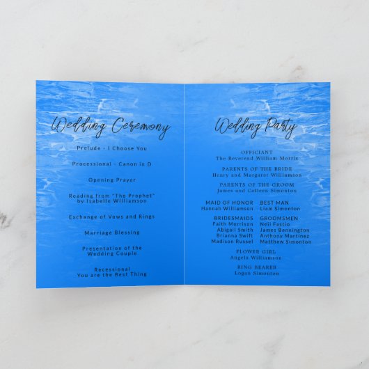Minimalistisch Beach Azsure Blue Wedding Booklet Programma (Binnen)