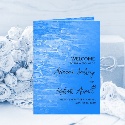 Minimalistisch Beach Azsure Blue Wedding Booklet Programma