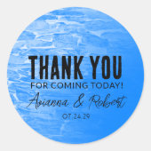 Minimalistisch Beach Blue Weddenschap Hartelijk da Ronde Sticker (Voorkant)