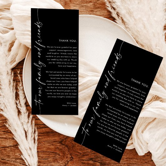 Minimalistisch bedankje, bruiloft Bedankt servet