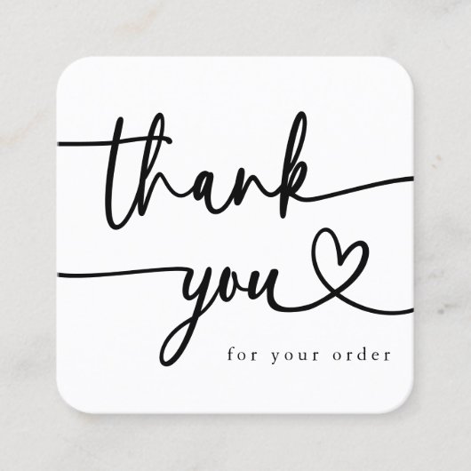 Minimalistisch bedankschrift Custom logo Heart Vierkante Visitekaartje (Voorkant)