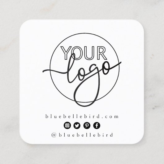 Minimalistisch bedankschrift Custom logo Heart Vierkante Visitekaartje (Achterkant)