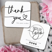 Minimalistisch bedankschrift Custom logo Heart Vierkante Visitekaartje