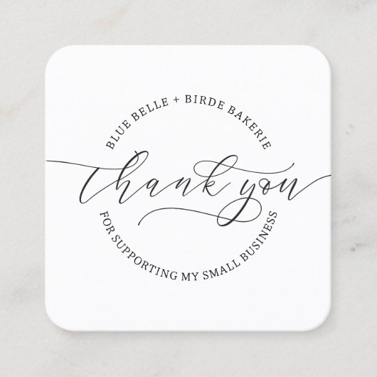 Minimalistisch bedankscript aangepaste logo brandi vierkante visitekaartje (Voorkant)