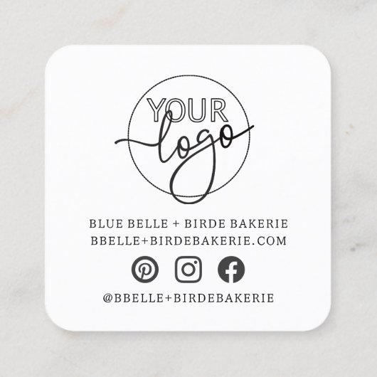 Minimalistisch bedankscript aangepaste logo brandi vierkante visitekaartje (Achterkant)