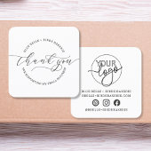 Minimalistisch bedankscript aangepaste logo brandi vierkante visitekaartje