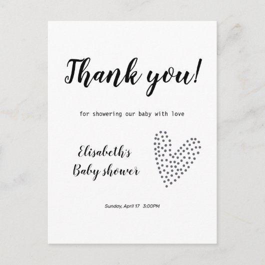 Minimalistisch bedankt Baby shower Briefkaart (Voorkant)