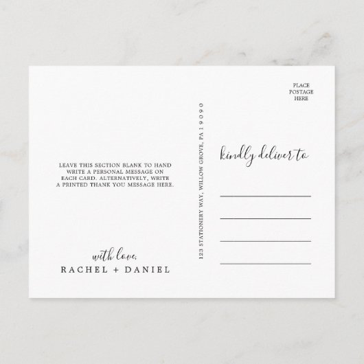 Minimalistisch bedankt Briefkaart (Achterkant)