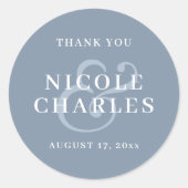 Minimalistisch bedankt voor je grote blauwe bruilo ronde sticker (Voorkant)