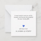 Minimalistisch bedankt voor Royal Blue Heart Compa Notitiekaartje (Achterkant)