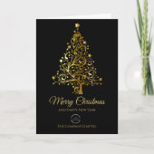 Minimalistisch Bedrijf Logo Black & Gold Christmas Kaart (Voorkant)