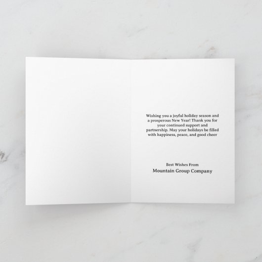 Minimalistisch Bedrijf Logo Black & Gold Christmas Kaart (Binnen)