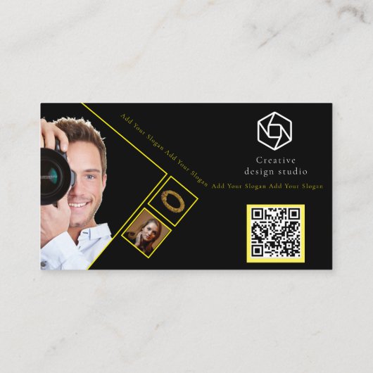 Minimalistisch bedrijf Logo QR Code Fotograaf Visitekaartje (Achterkant)