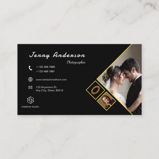 Minimalistisch bedrijf Logo QR Code Fotograaf Visitekaartje (Voorkant)