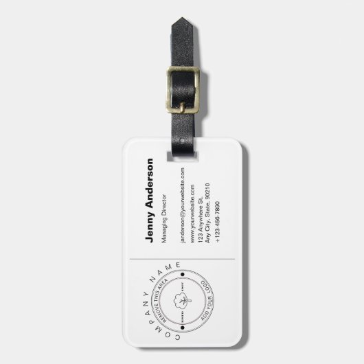 Minimalistisch bedrijf Logo White achtergrond Bagagelabel (Voorkant verticaal)