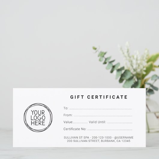 Minimalistisch bedrijfscertificaat met Logo (Staand voorkant)