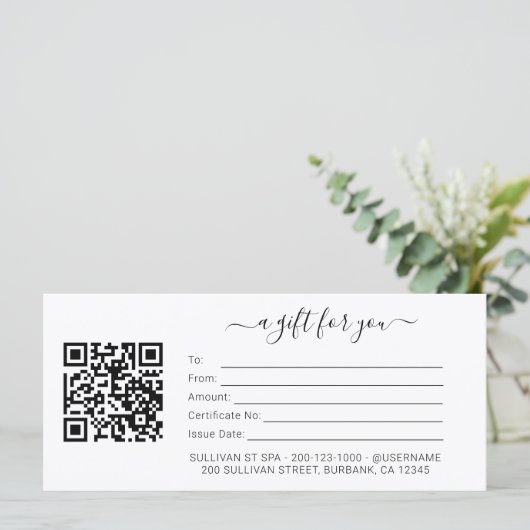 Minimalistisch bedrijfscertificaat met QR-code (Staand voorkant)