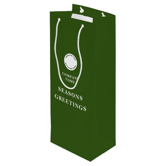 Minimalistisch bedrijfslogo naam Prettig kerstfees Wijn Cadeautas (Achterkant Gekanteld)