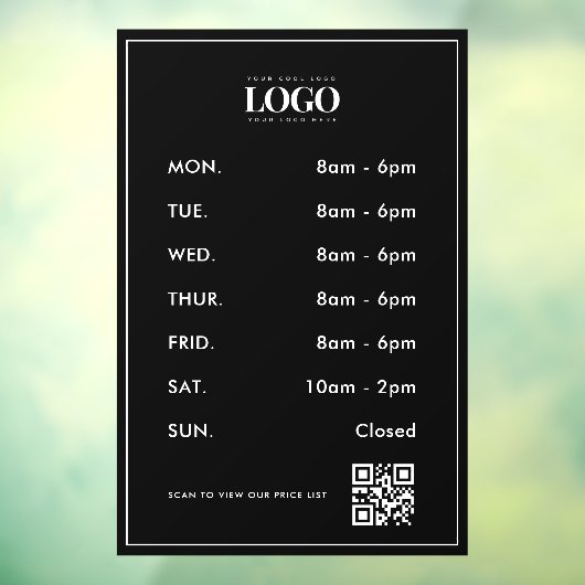 Minimalistisch bedrijfslogo openingsuren QR-code s Raamsticker (Vel 3)