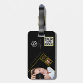 Minimalistisch bedrijfslogo QR-code fotograaf Bagagelabel (Achterkant verticaal)