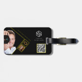 Minimalistisch bedrijfslogo QR-code fotograaf Bagagelabel (Achterkant horizontaal)