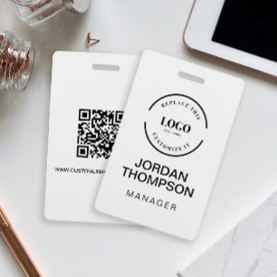 Minimalistisch bedrijfslogo QR-code Medewerker Badge