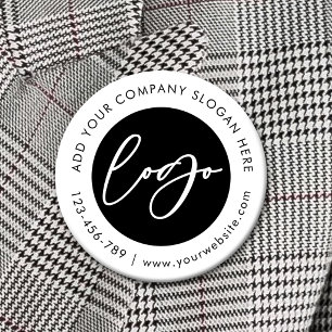 Minimalistisch bedrijfslogo zakelijke promotionele ronde button 5,7 cm