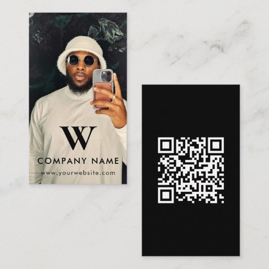 Minimalistisch bedrijfsmonogram aangepaste foto visitekaartje (Voorkant / Achterkant)