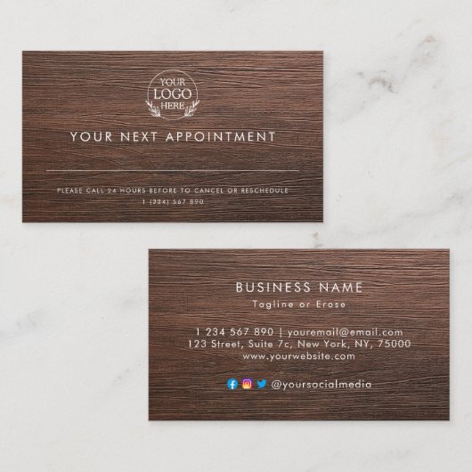 Minimalistisch bedrijfsontwerp met aangepaste Logo Afsprakenkaartje (Voorkant / Achterkant)