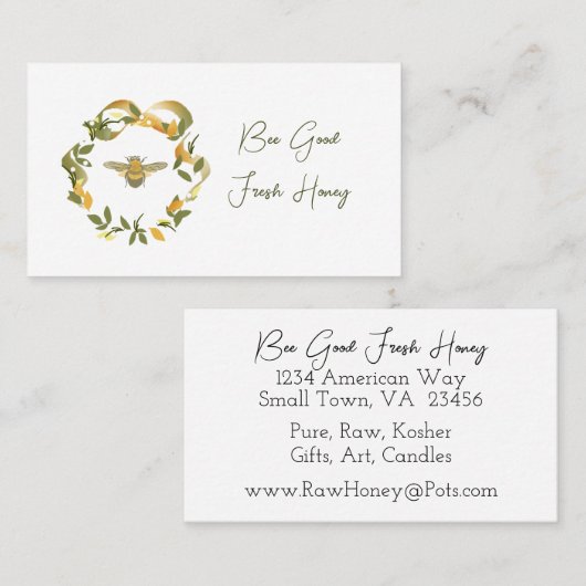 Minimalistisch Bee en Krans Imker Visitekaartje (Voorkant / Achterkant)