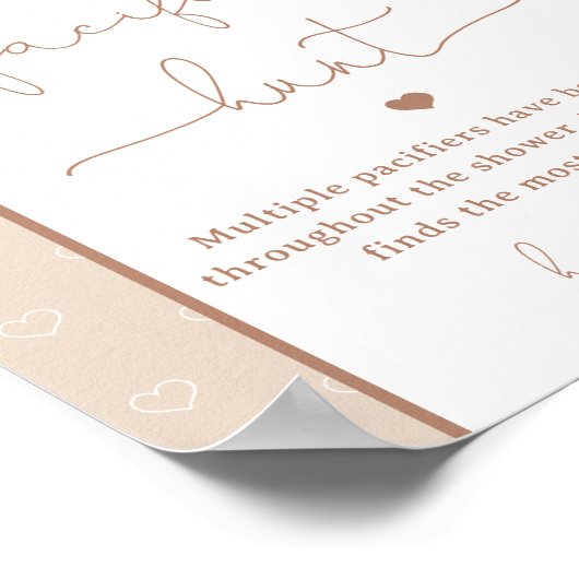 Minimalistisch Beer Baby shower Fopspeen Hunt Spel Poster (Hoek)