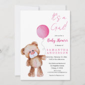 Minimalistisch Beer Baby shower - Het is een meisj Kaart (Voorkant)