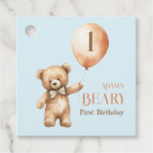 Minimalistisch Beer Blue Boy Beary 1e verjaardag Bedankjes Labels (Voorkant)