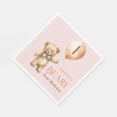 Minimalistisch Beer Roze Meisje Beary 1e Verjaarda Servet (Hoek)