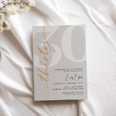 Minimalistisch Beige 30e Verjaardagsfeestuitnodigi Kaart