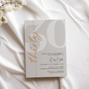 Minimalistisch Beige 30e Verjaardagsfeestuitnodigi Kaart