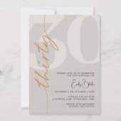 Minimalistisch Beige 30e Verjaardagsfeestuitnodigi Kaart (Voorkant)