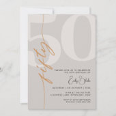 Minimalistisch Beige 50ste verjaardagsfeestje Kaart (Voorkant)