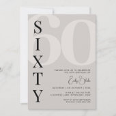 Minimalistisch Beige 60ste verjaardagsfeestje Kaart (Voorkant)