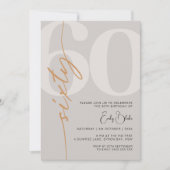 Minimalistisch Beige 60ste verjaardagsfeestje Kaart (Voorkant)