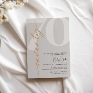 Minimalistisch Beige 70ste verjaardagsfeestje Kaart