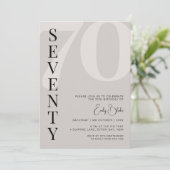 Minimalistisch Beige 70ste verjaardagsfeestje Kaart (Staand voorkant)