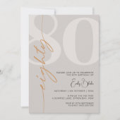 Minimalistisch Beige 80ste verjaardagsfeestje Kaart (Voorkant)