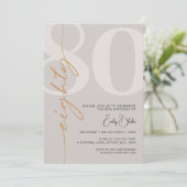 Minimalistisch Beige 80ste verjaardagsfeestje Kaart (Staand voorkant)