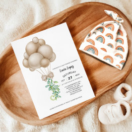 Minimalistisch Beige Ballonnen Boho Baby shower Kaart