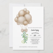 Minimalistisch Beige Ballonnen Boho Baby shower Kaart (Voorkant)