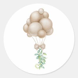 Minimalistisch Beige Ballonnen Boho Baby shower Ronde Sticker